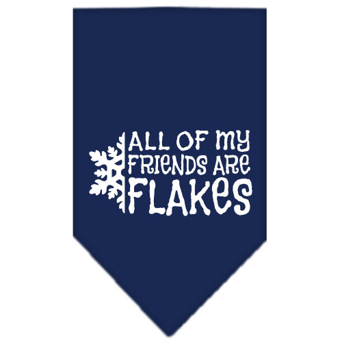 All my friends are Flakes Screen Print Bandana Navy Blue large